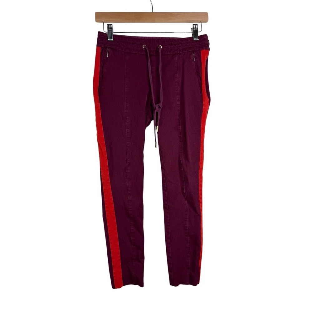 Anthropologie the essential SLIM Womens Slim Cropped Pants Size 0 Burgundy Red